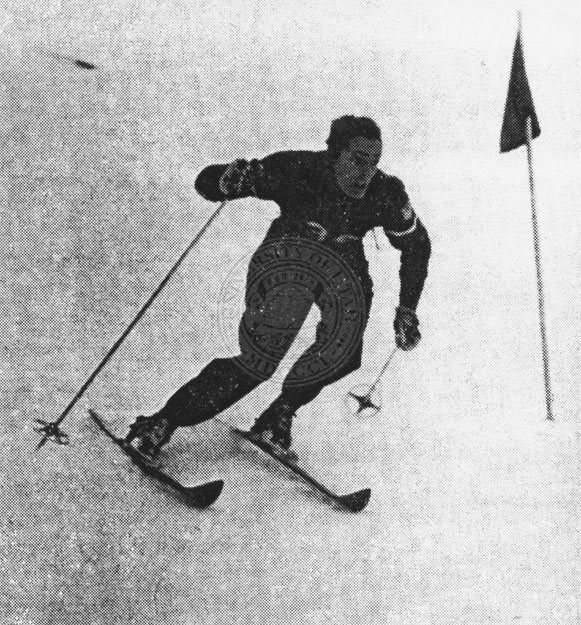 Jack Reddish competing in the 1948 Winter Olympic Games held at St. Moritz,  Switzerland, February 1948. | University of Utah Marriott Library | J.  Willard Marriott Digital Library